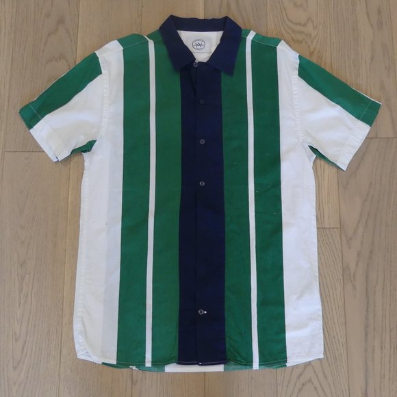 Kronstadt Casual Vertical Stripes Medium/Large Button Up Short Sleeve Shirt - Picture 1 of 3